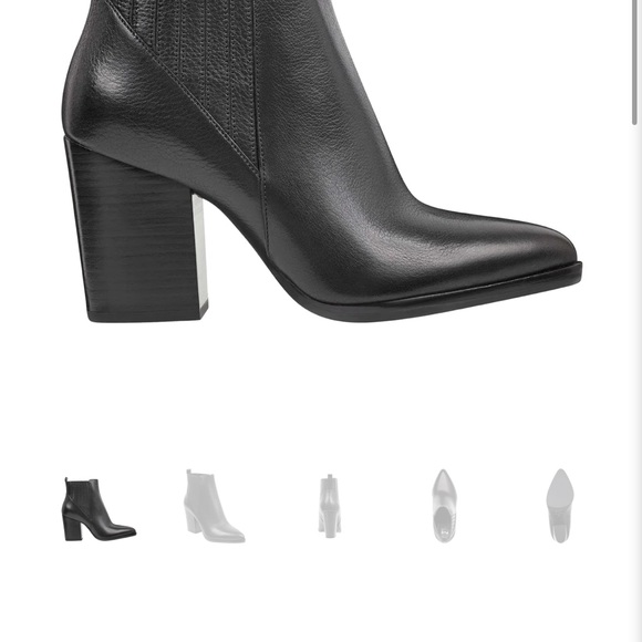 Marc Fisher Alva Pointy Toed Bootie Heels- Black Leather- W 7.5 - Picture 2 of 6